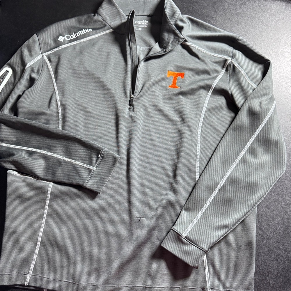 Columbia Quarter Zip Pullover Mens XL Gray Solid Tennessee Volunteers NCAA Golf
